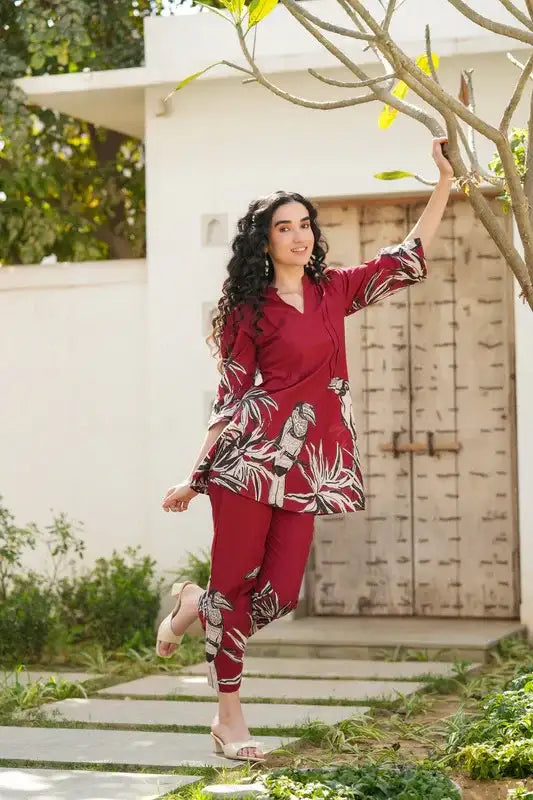 Scarlet Glow Printed Cotton Co-ord Set