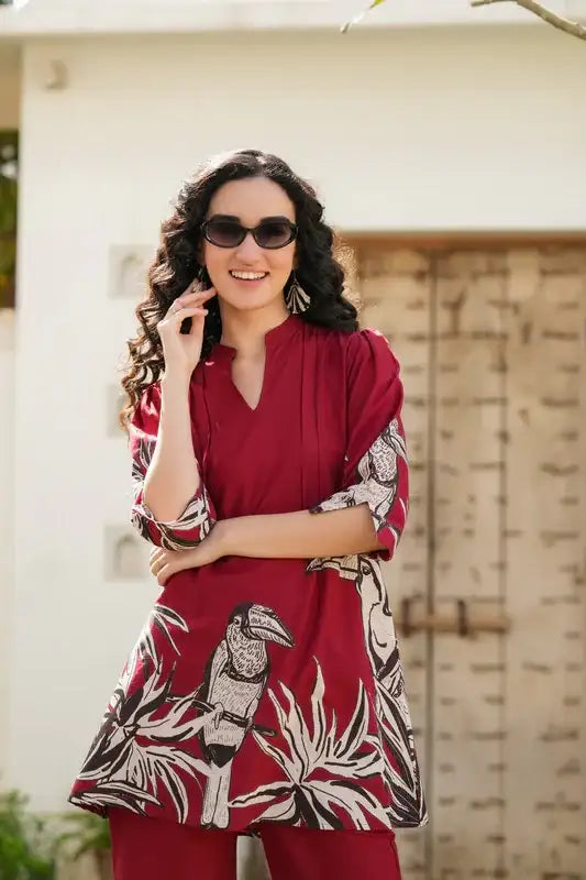 Scarlet Glow Printed Cotton Co-ord Set