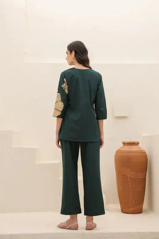 Dark Jungle Green Cotton Co-ord Set