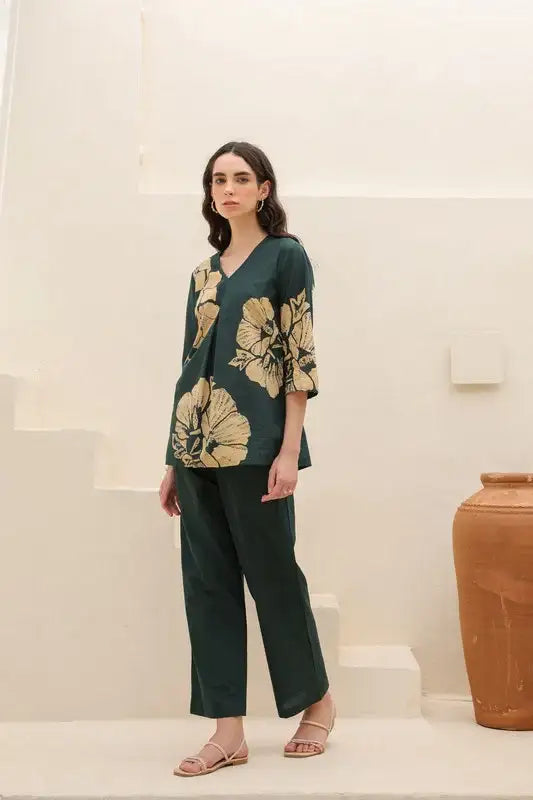 Dark Jungle Green Cotton Co-ord Set