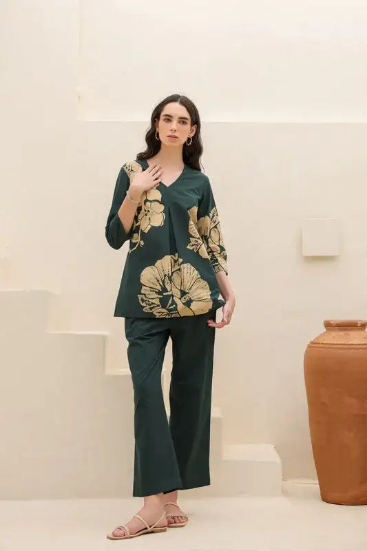 Dark Jungle Green Cotton Co-ord Set