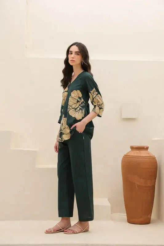 Dark Jungle Green Cotton Co-ord Set