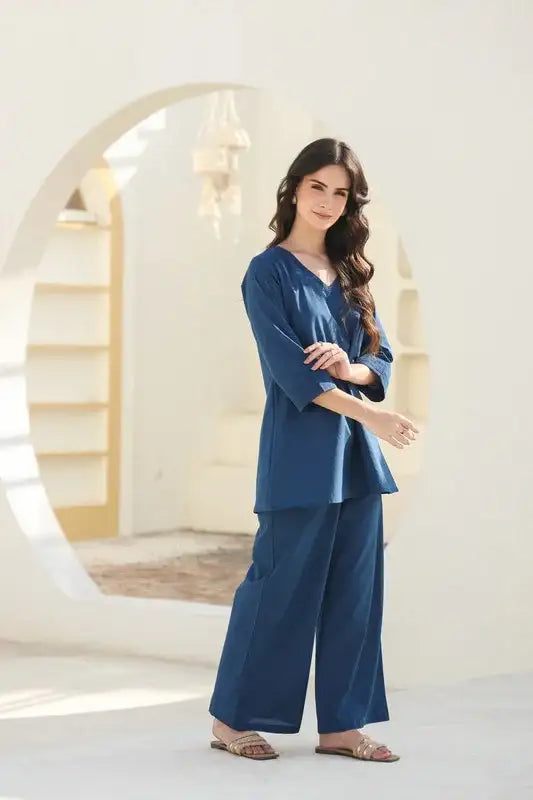 Everyday Calm Blue Cotton Co-ord Set