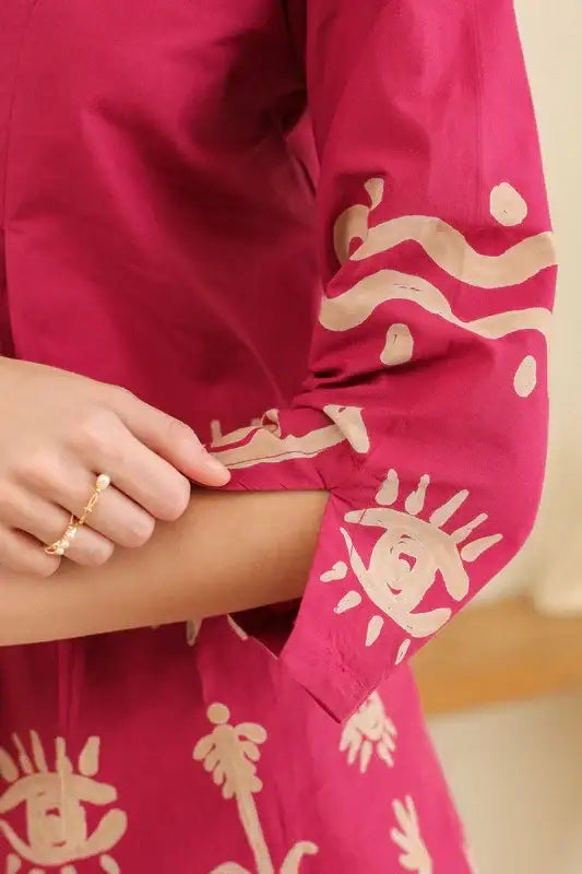 Rosé Tropical Mist Printed Cotton Co-ord Set