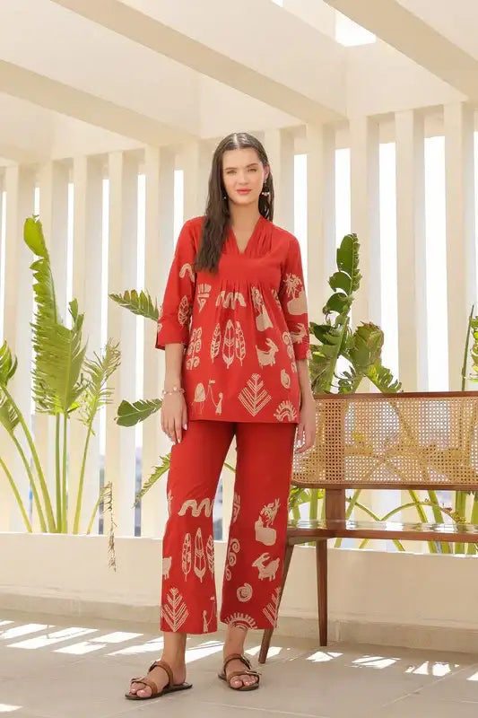 Desert Coral Tropical Mist Cotton Co-ord Set