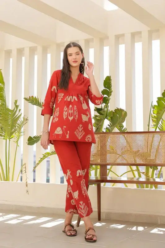 Desert Coral Tropical Mist Cotton Co-ord Set