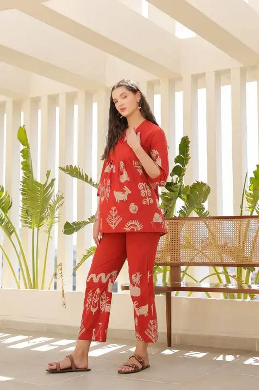 Desert Coral Tropical Mist Cotton Co-ord Set