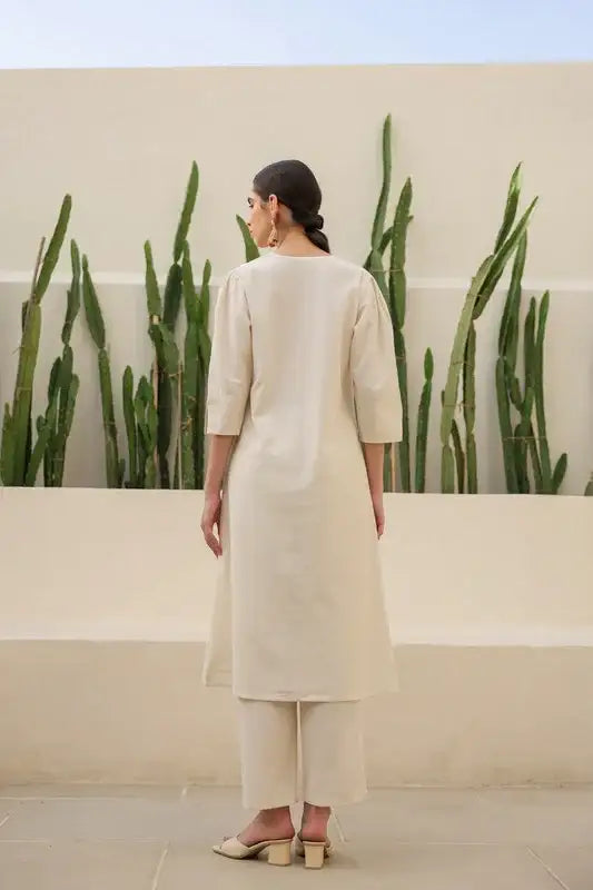 Floral Moss Olive & Off-White Printed Cotton Flex Co-ord Set