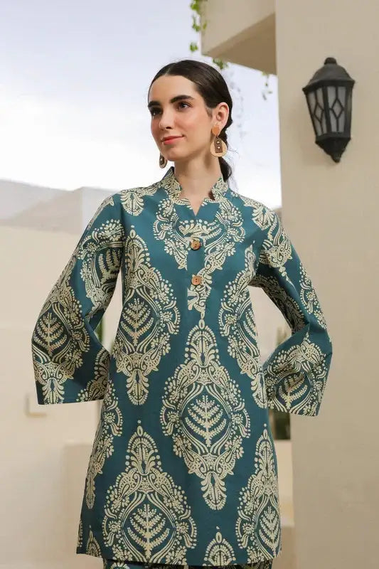 Teal Blossom Cotton Co-ord Set