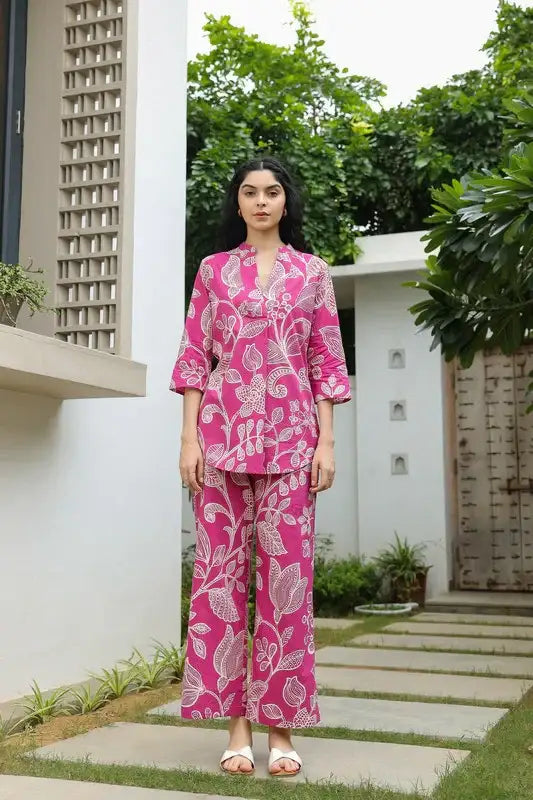 Rosy Lineage Printed Cotton Co-ord Set