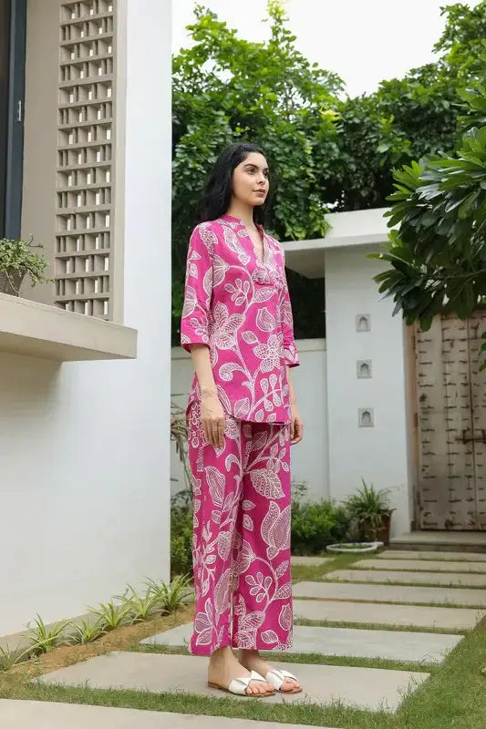 Rosy Lineage Printed Cotton Co-ord Set