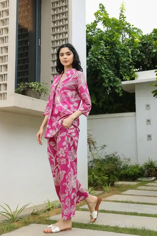 Rosy Lineage Printed Cotton Co-ord Set