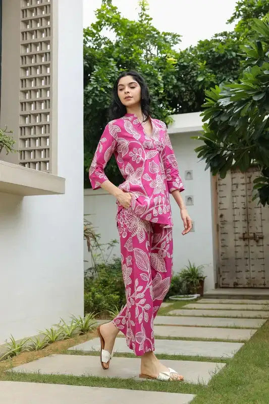 Rosy Lineage Printed Cotton Co-ord Set