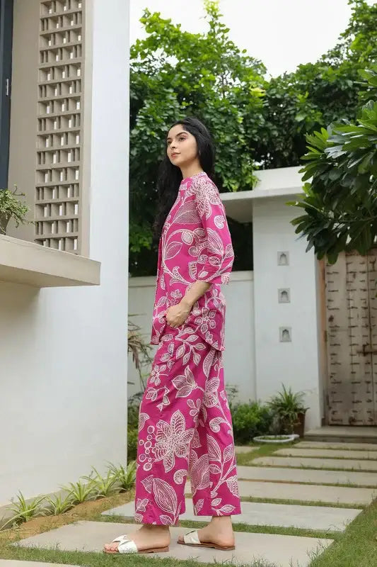 Rosy Lineage Printed Cotton Co-ord Set