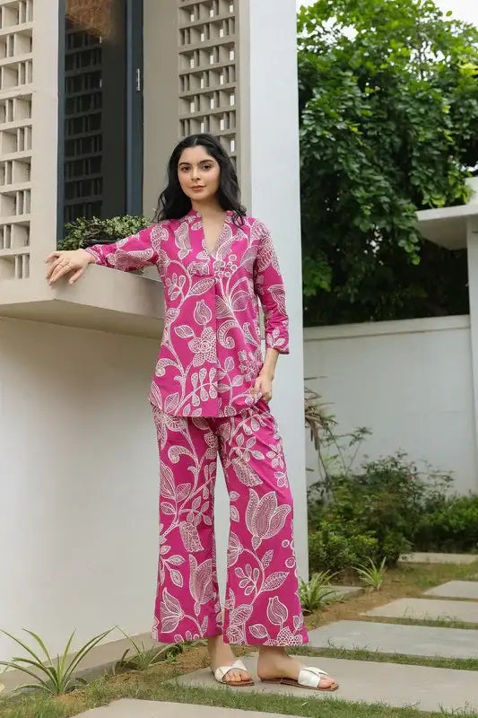 Rosy Lineage Printed Cotton Co-ord Set