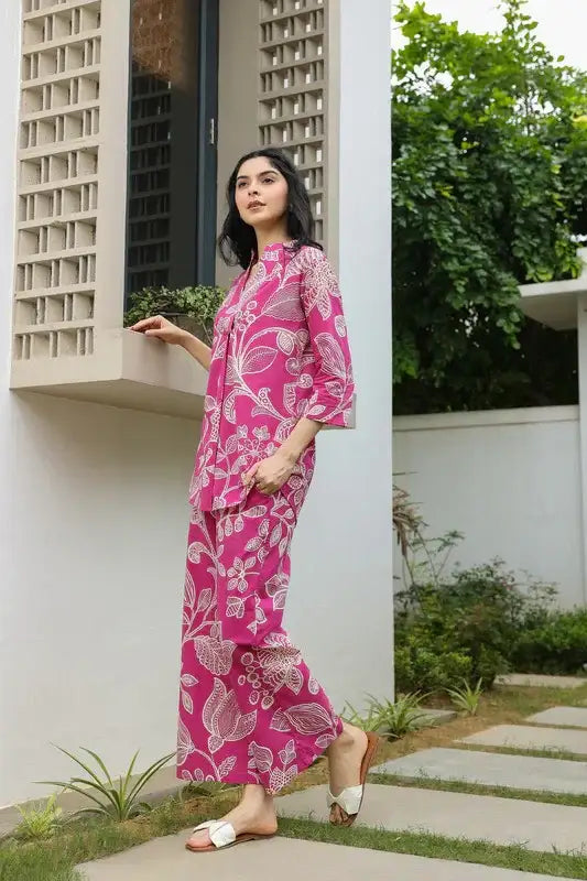 Rosy Lineage Printed Cotton Co-ord Set