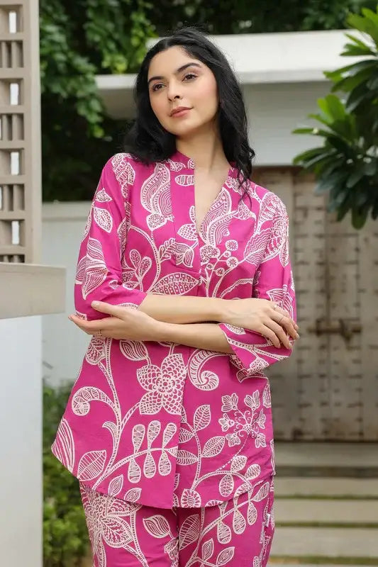 Rosy Lineage Printed Cotton Co-ord Set