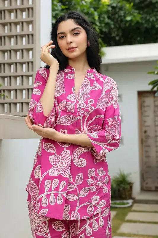 Rosy Lineage Printed Cotton Co-ord Set