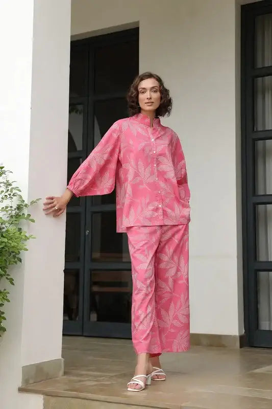 Petal Dot Harmony Pink Cotton Co-ord Set