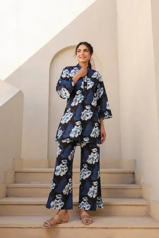 Blue Blossom Cotton Co-ord Set