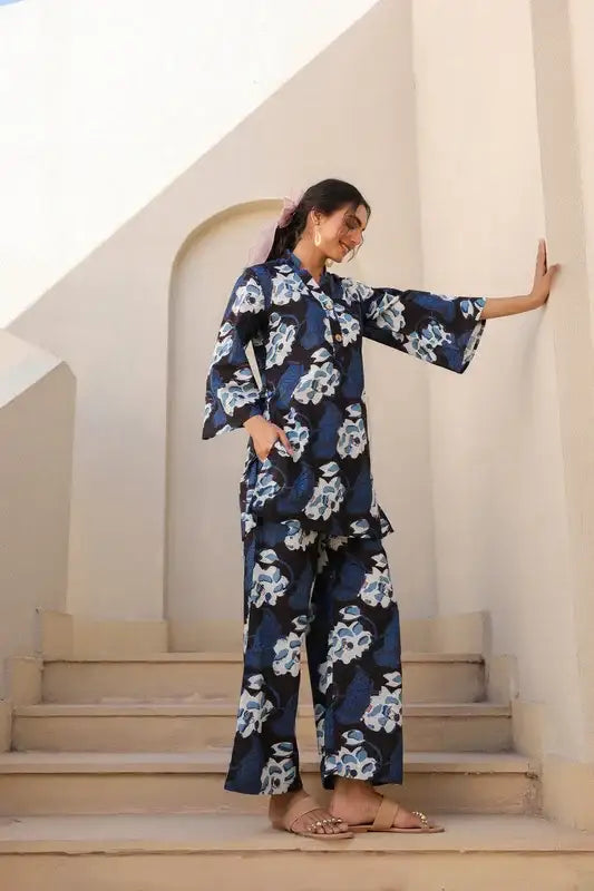 Blue Blossom Cotton Co-ord Set