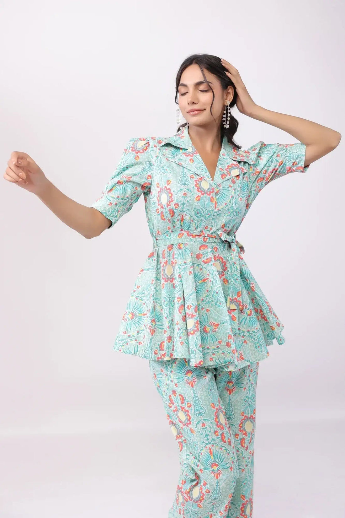 Oceanic Bliss Multicoloured Cotton Co-ord Set