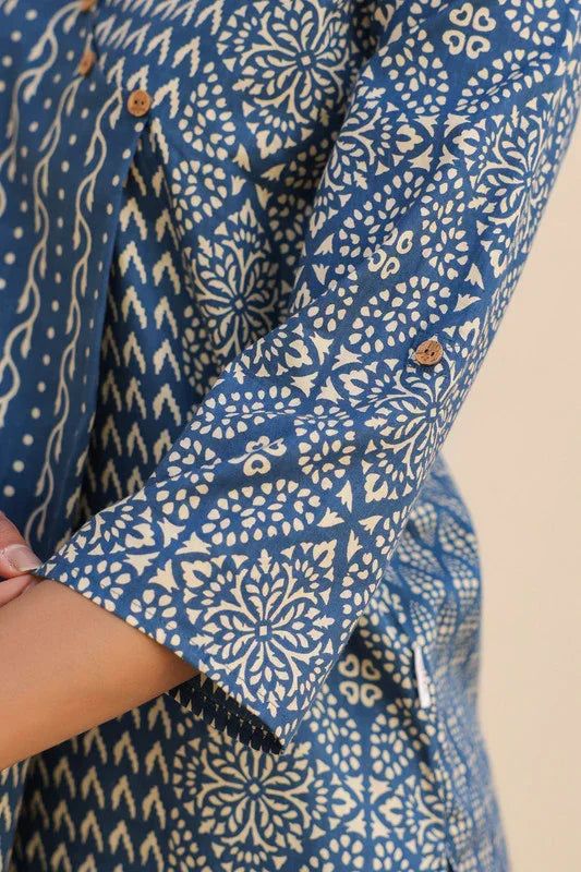 Indigo Elegance Cotton Co-ord Set