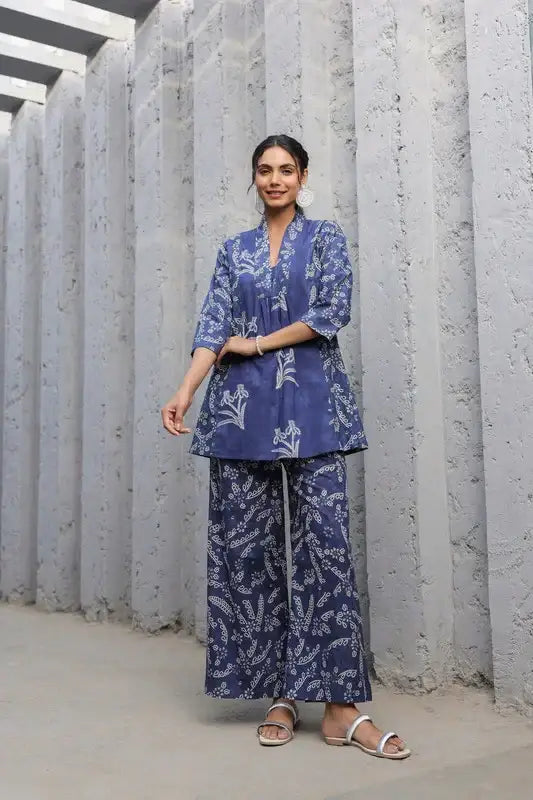 Indigo Breeze Printed Cotton Co-ord Set