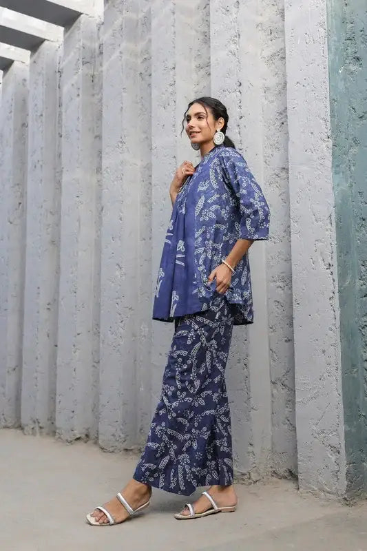 Indigo Breeze Printed Cotton Co-ord Set