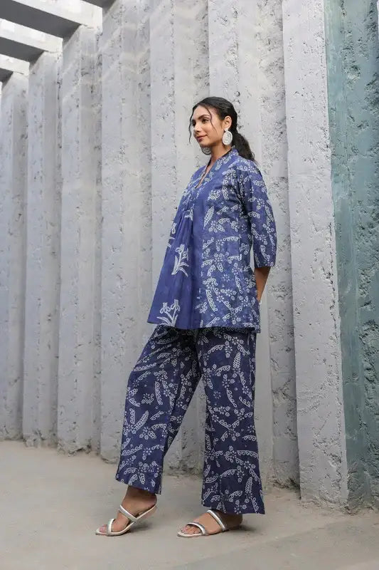 Indigo Breeze Printed Cotton Co-ord Set