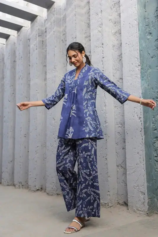 Indigo Breeze Printed Cotton Co-ord Set
