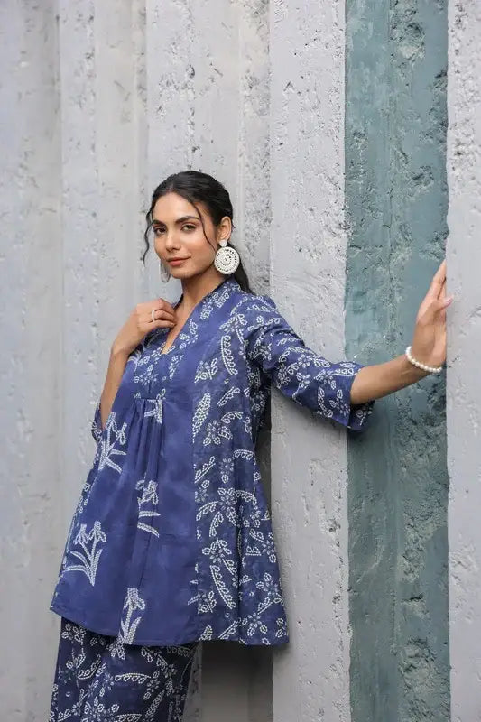 Indigo Breeze Printed Cotton Co-ord Set