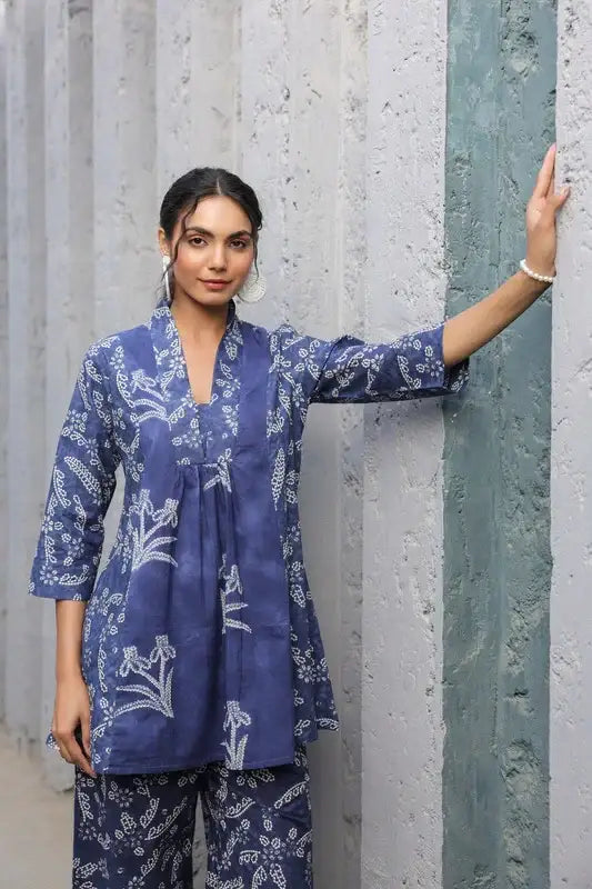 Indigo Breeze Printed Cotton Co-ord Set