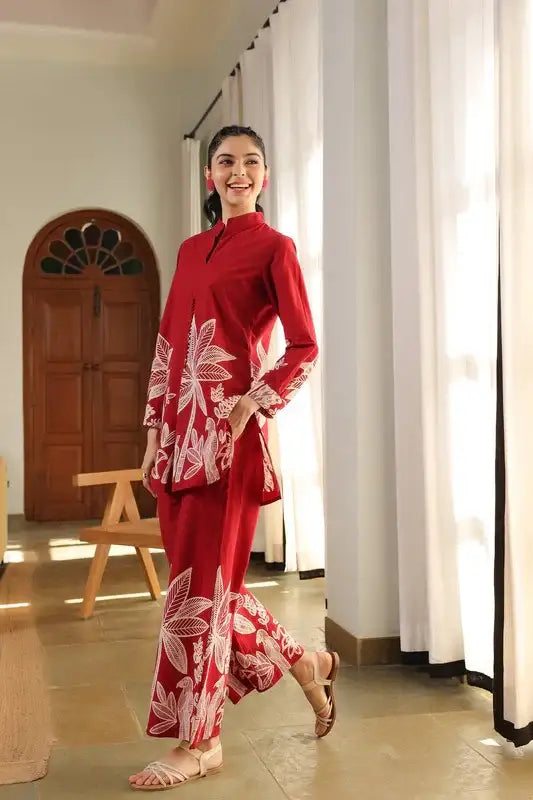 Flame Kissed Florals Cotton Co-ord Set