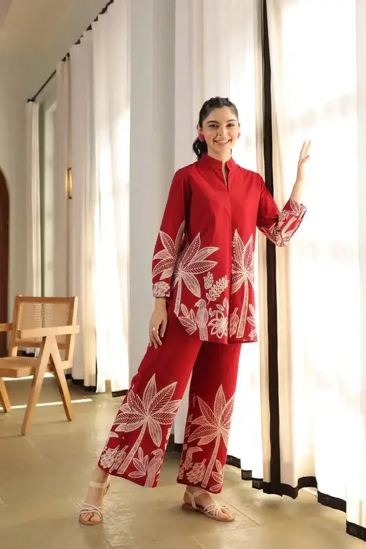 Flame Kissed Florals Cotton Co-ord Set