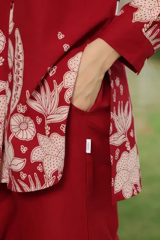 Forest Enchanment Maroon Printed Cotton Co-ord Set