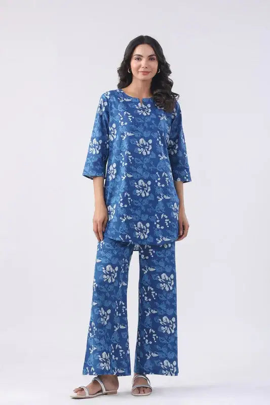 Azure Tranquil Cotton Loungewear Set