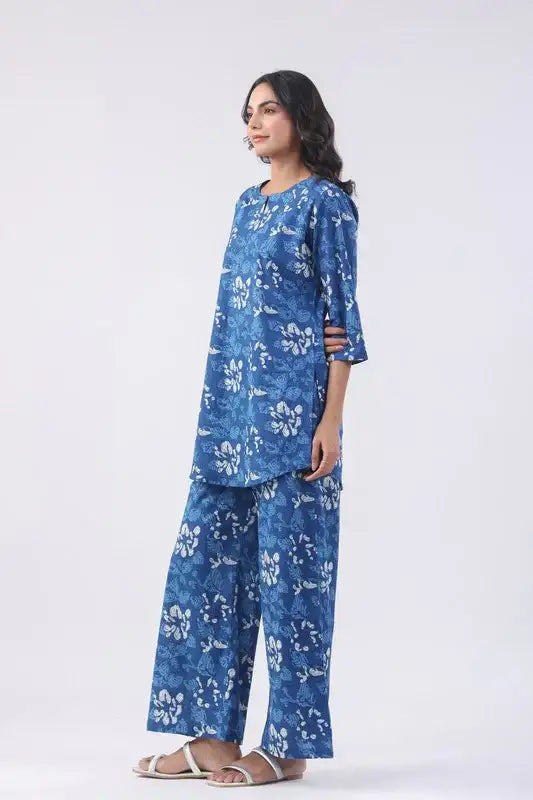 Azure Tranquil Cotton Loungewear Set