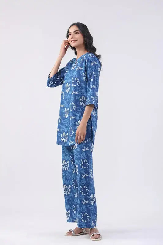 Azure Tranquil Cotton Loungewear Set