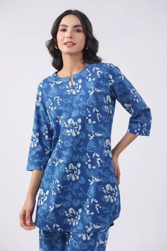 Azure Tranquil Cotton Loungewear Set