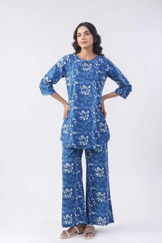 Azure Tranquil Cotton Loungewear Set