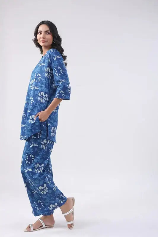 Azure Tranquil Cotton Loungewear Set