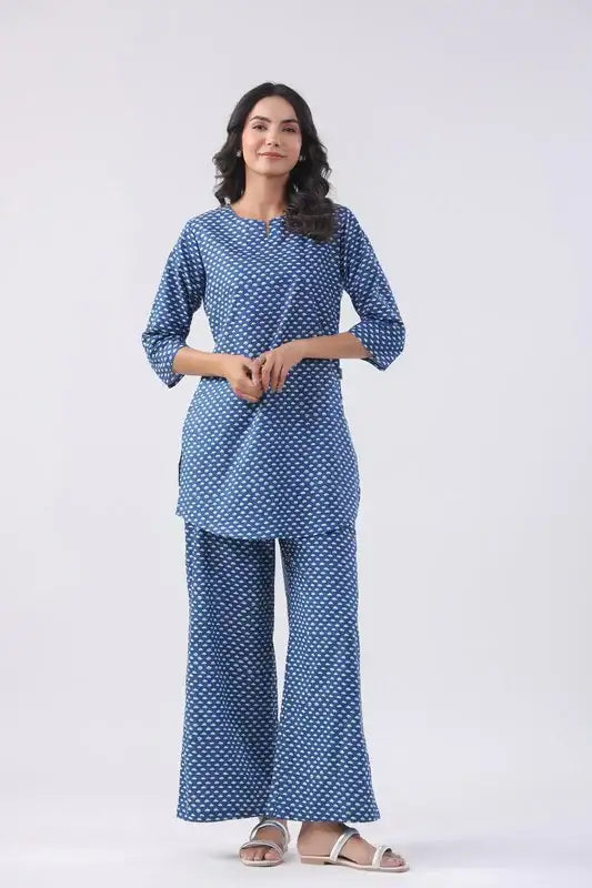 Cobalt Blue Cotton Loungewear Set