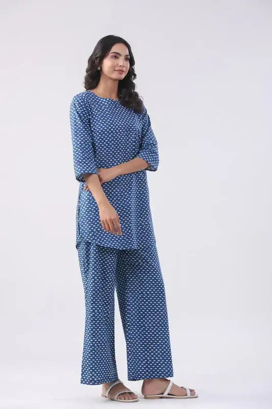 Cobalt Blue Cotton Loungewear Set