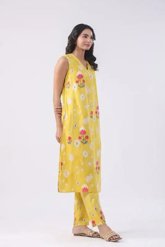 Golden Bloom Cotton Co-ord Set