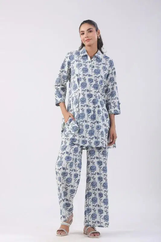 Rock Blue Cotton Co-ord Set