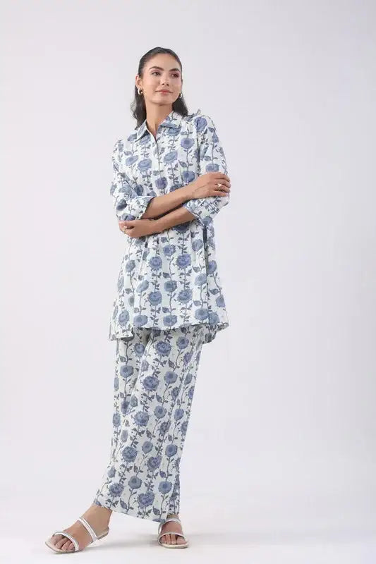 Rock Blue Cotton Co-ord Set