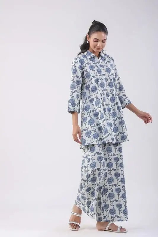 Rock Blue Cotton Co-ord Set