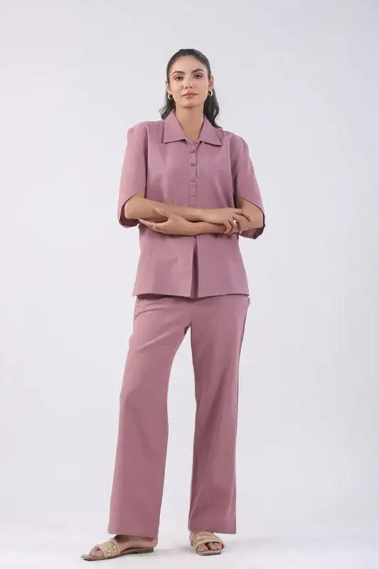 Dusty Rose Pink Cotton Flex Co-ord Set