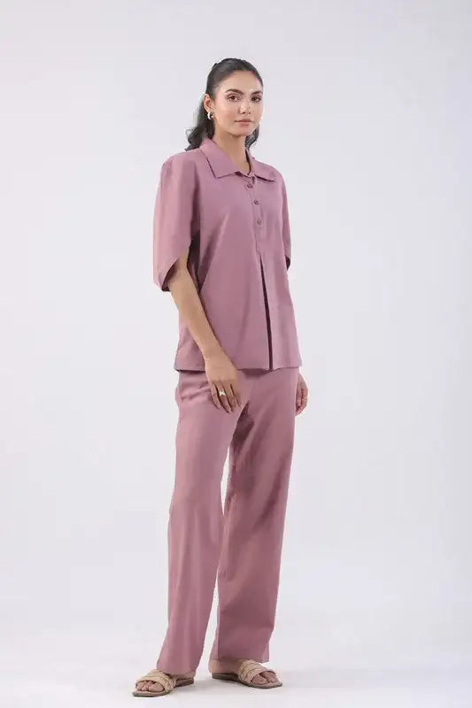 Dusty Rose Pink Cotton Flex Co-ord Set